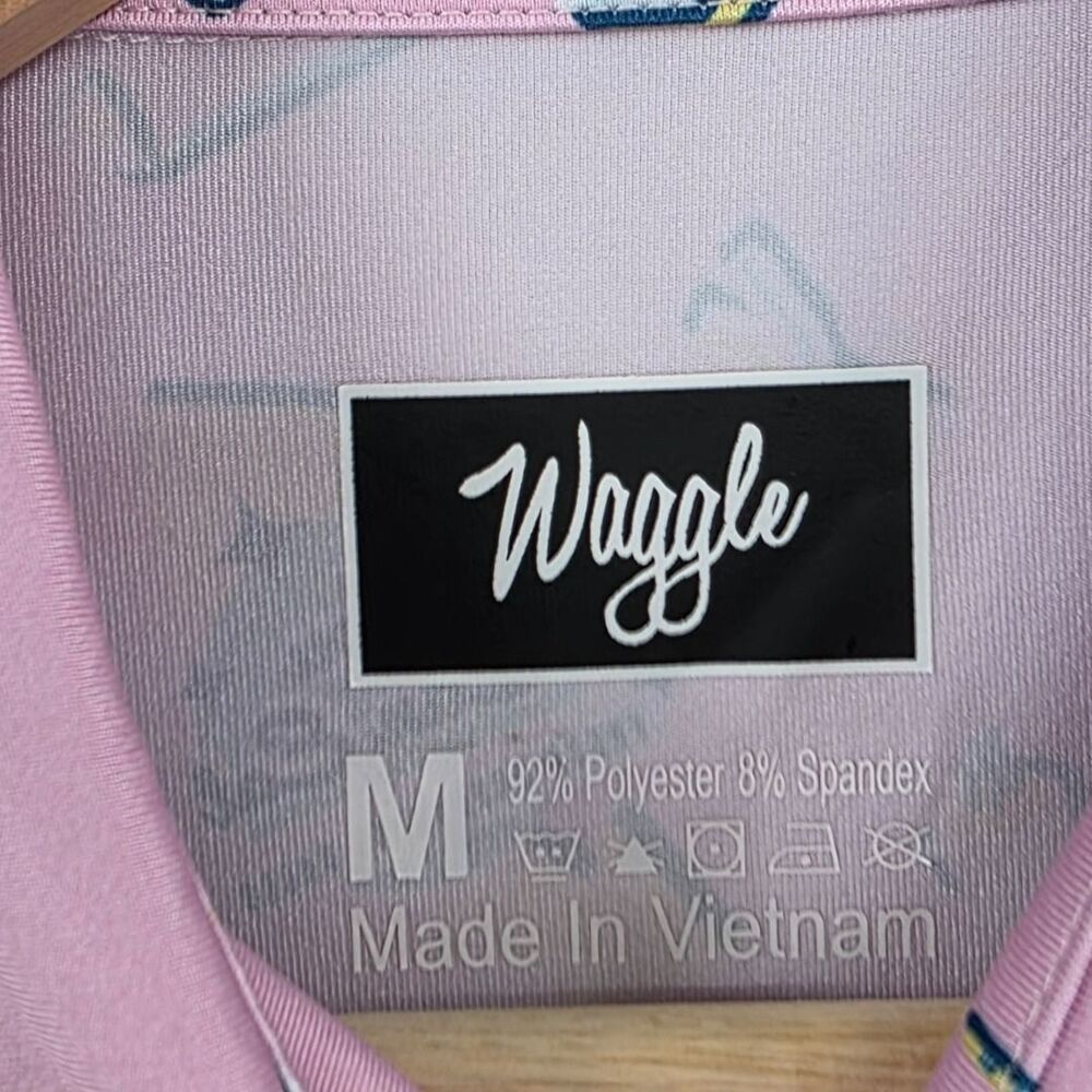 Waggle Mens M Pink Novelty Print Diner Polo Shirt - Picture 4 of 10